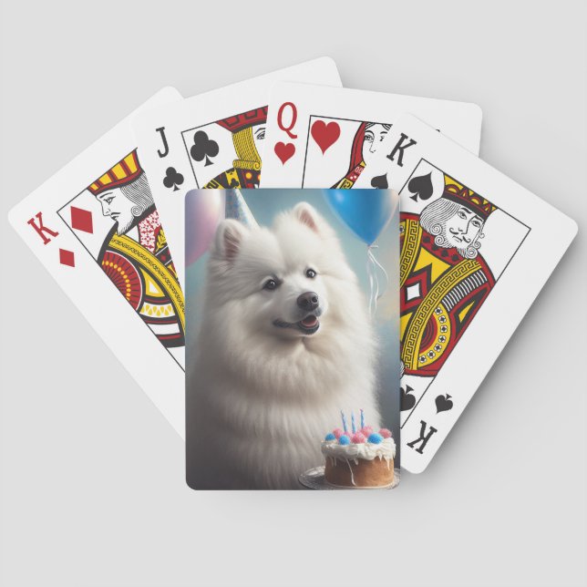 Jeu De Cartes Chien d'eskimo américain avec anniversaire de ball (dos)