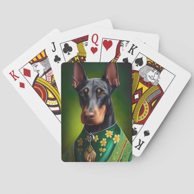 Jeu De Cartes Chien Doberman en robe de la Saint-Patrick (dos)
