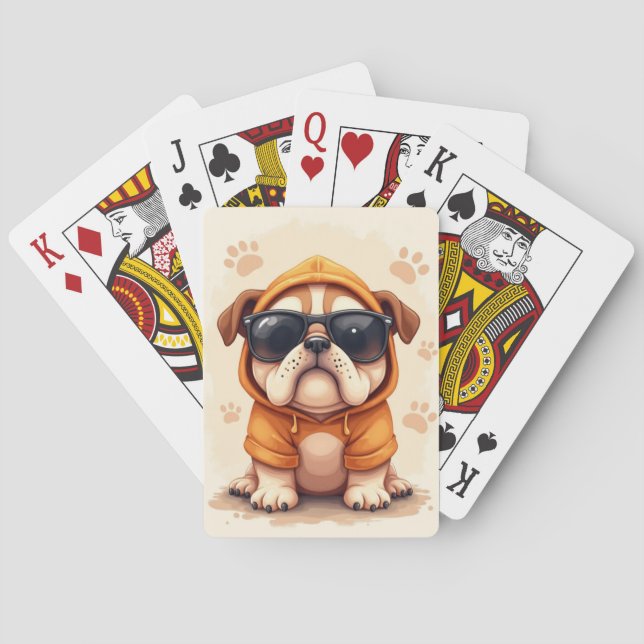 Jeu De Cartes Chien Drôle Bouledogue Kawaii (dos)