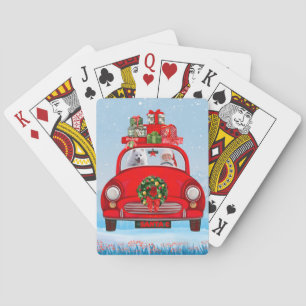 Jeu De Cartes Chien esquimau américain dans une voiture avec le