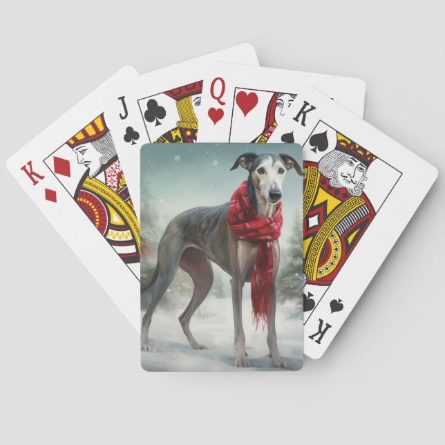Jeu De Cartes Chien gris à Noël de neige (dos)