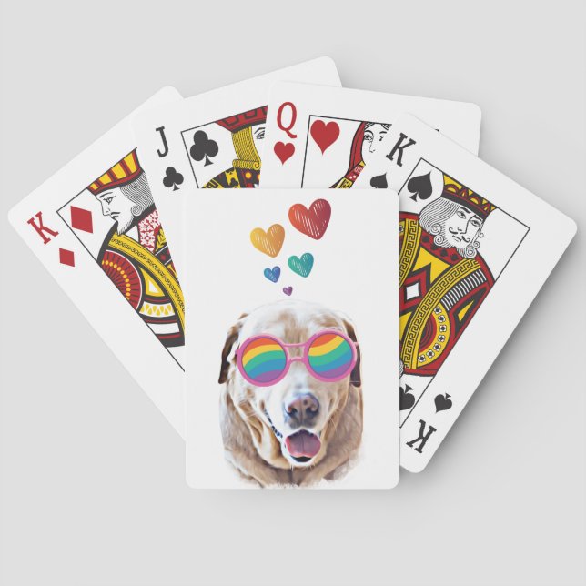Jeu De Cartes Chien Labrador avec coeurs Saint-Valentin (dos)