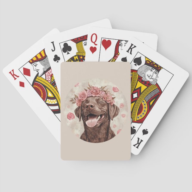 Jeu De Cartes Chien Labrador Chocolat Rose Joyeux  (dos)
