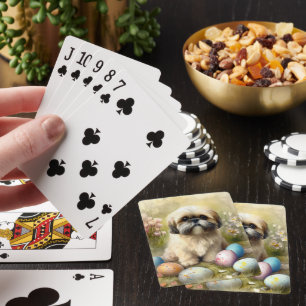 Jeu De Cartes Chien Lhassa Apso avec oeufs de Pâques vacances