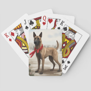 Jeu De Cartes Chien Malinois Belge dans la neige Noël