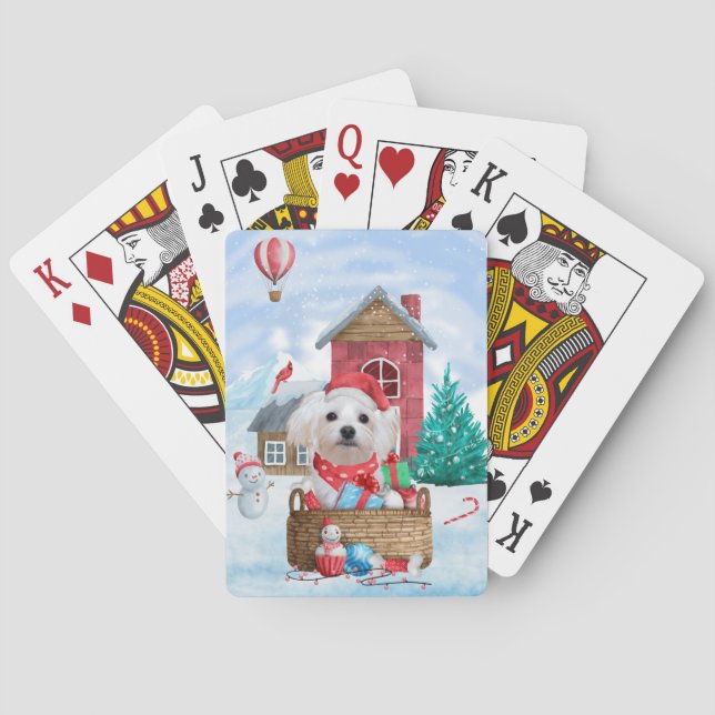 Jeu De Cartes Chien maltais dans la neige Maison de Chien de Noë (dos)