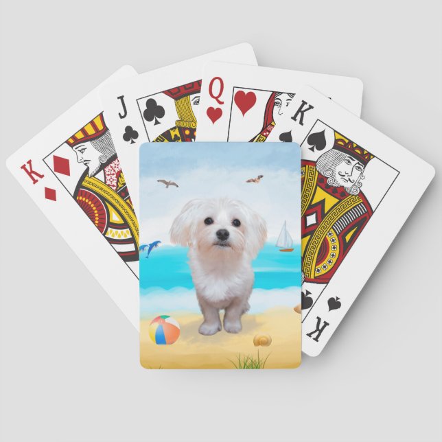 Jeu De Cartes Chien maltais sur la plage (dos)