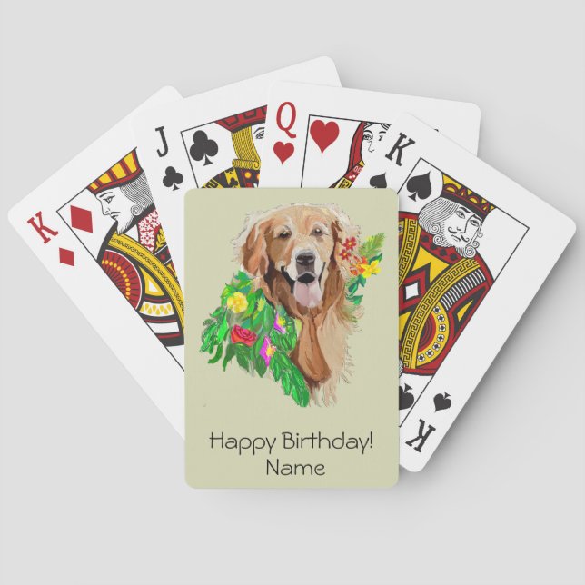 Jeu De Cartes Chien mignon au milieu des fleurs Golden Retriever (dos)