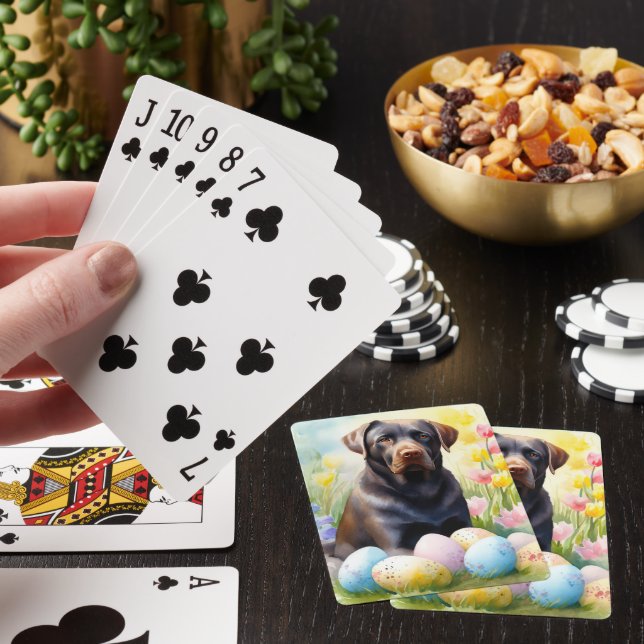 Jeu De Cartes Chien noir du Labrador avec oeufs de Pâques vacanc (In Situ)