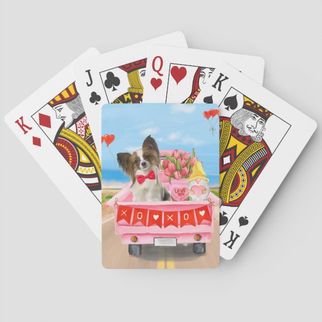 Jeu De Cartes Chien Papillon Saint-Valentin Camion Cœurs (dos)