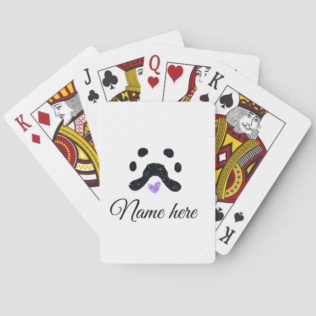 Jeu De Cartes Chien patte noir animal ajouter nom texte animal p (dos)