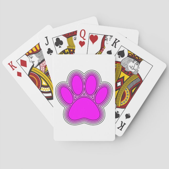 Jeu De Cartes Chien Paw En Rose Avec Des Contours (dos)