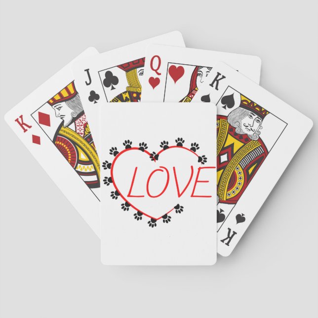 Jeu De Cartes Chien Paws Red Heart Love (dos)
