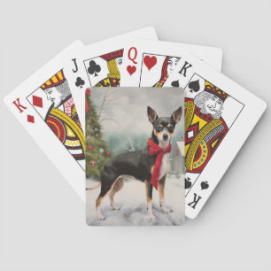 Jeu De Cartes Chien Rat Terrier dans la neige Noël