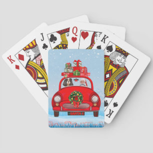 Jeu De Cartes Chien Roi Cavalier En Voiture Avec Le Père Noël