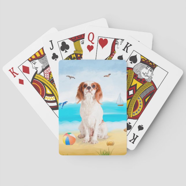 Jeu De Cartes Chien roi cavalier sur la plage (dos)