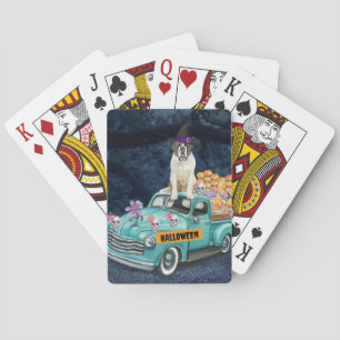Jeu De Cartes Chien Saint-Bernard Halloween Camion Nuit Effrayan