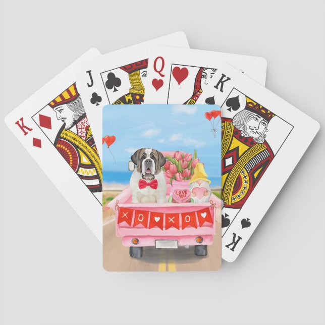 Jeu De Cartes Chien Saint-Bernard Jour de la Saint-Valentin Cami (dos)