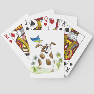 Jeu De Cartes Chien tacheté avec un oiseau