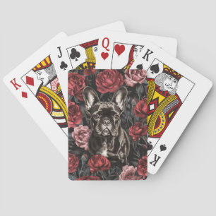 Jeu De Cartes Chien-taureau français aux fleurs
