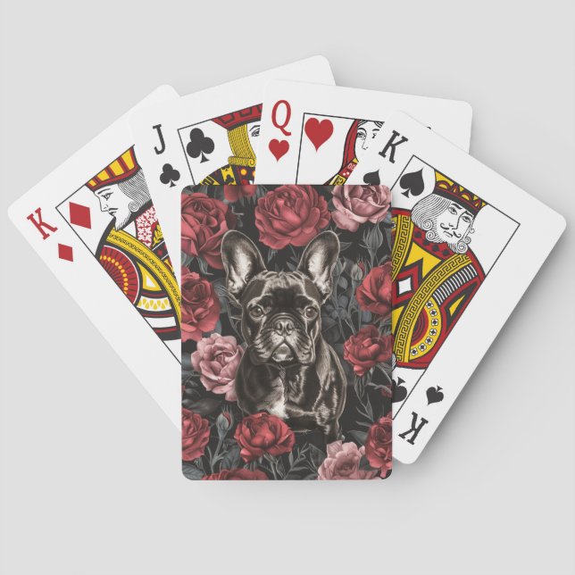 Jeu De Cartes Chien-taureau français aux fleurs (dos)