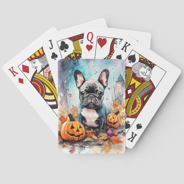 Jeu De Cartes Chien-taureau français d'Halloween avec la peur Ci (dos)