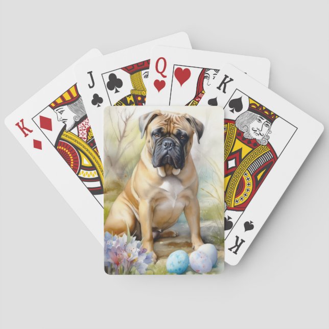 Jeu De Cartes Chien taureau Mastiff avec Oeufs de Pâques Fêtes (dos)