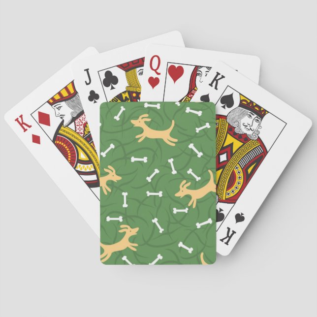 Jeu De Cartes chiens chanceux avec l'arrière - plan d'os (dos)