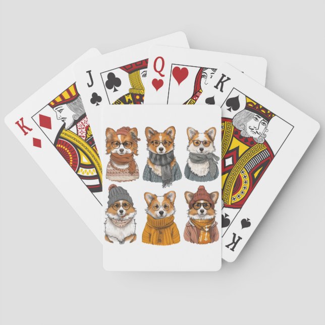 Jeu De Cartes Chiens de Corgi gallois branchés (dos)