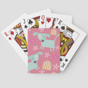 Jeu De Cartes Chiens, étoiles et fleurs