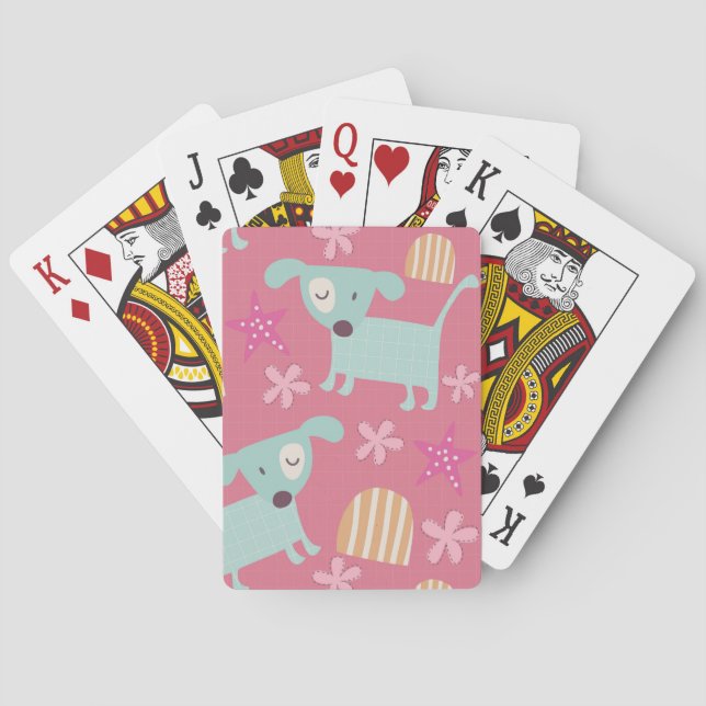 Jeu De Cartes Chiens, étoiles et fleurs (dos)