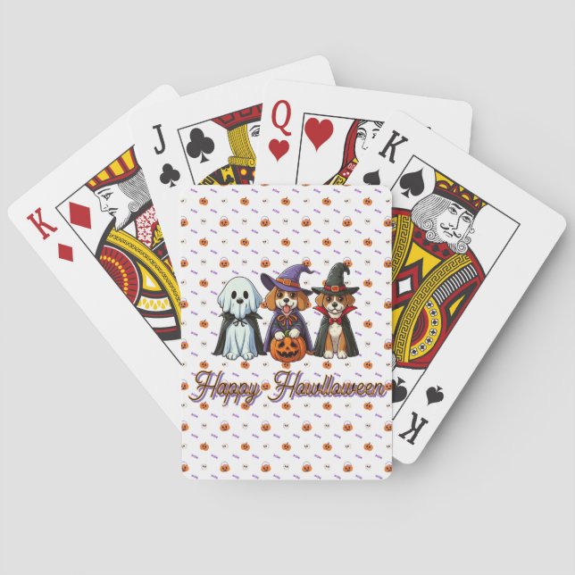 Jeu De Cartes Chiens mignons comme fantôme, sorcière et vampire (dos)