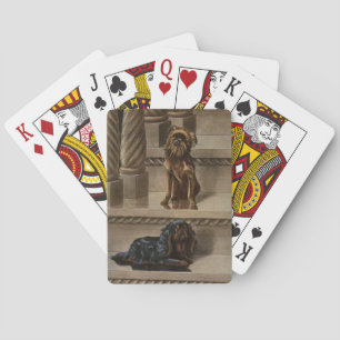 Jeu De Cartes Chiens vintages assis sur un escalier