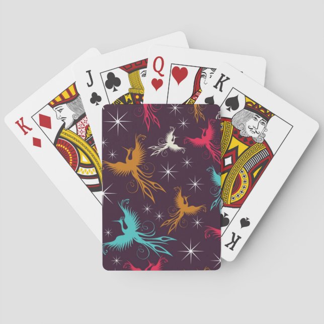Jeu De Cartes Chiffre motif d'oiseaux de Phoenix (dos)