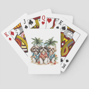 Jeu De Cartes Chih Tzu Chiens Portant Des Chemises Hawaïennes