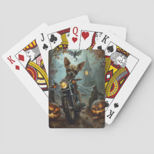 Jeu De Cartes Chihuahua à moto Halloween épouvantable