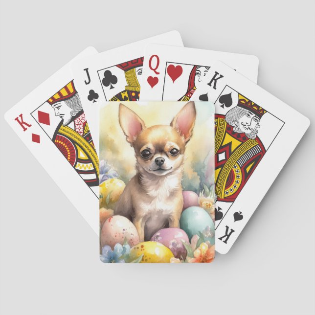 Jeu De Cartes Chihuahua avec les oeufs de Pâques vacances (dos)