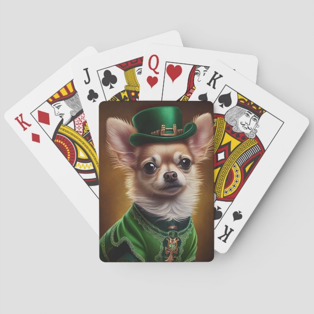 Jeu De Cartes Chihuahua Chien en robe de la Saint Patrick (dos)