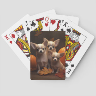 Jeu De Cartes Chihuahua Chiot Automne Citrouille de plaisir