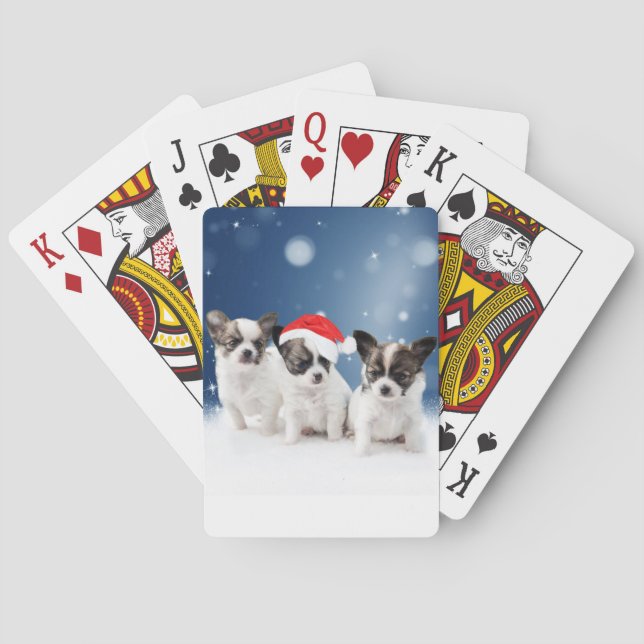 Jeu De Cartes Chihuahua Chiuppies mignonnes avec Noël du Père No (dos)