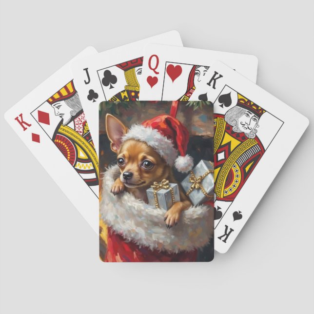 Jeu De Cartes Chihuahua Dog Christmas Stocking Surprise Art (dos)