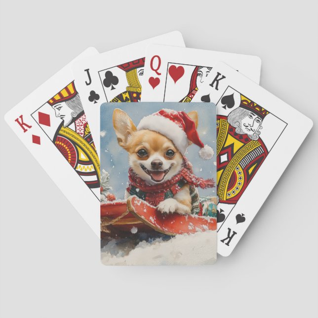 Jeu De Cartes Chihuahua Dog in Sledge Let it neiger Noël (dos)