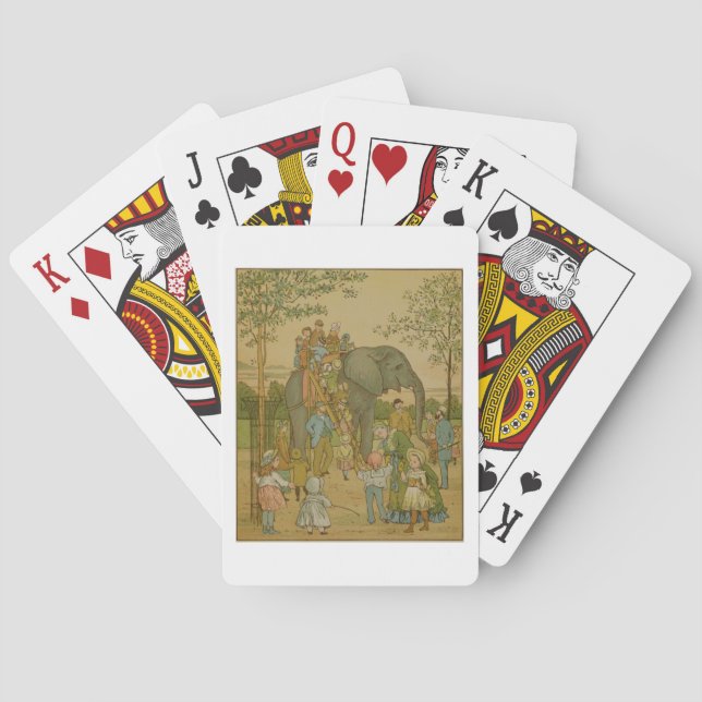 Jeu De Cartes Children Riding on the Elephant (litho) (dos)