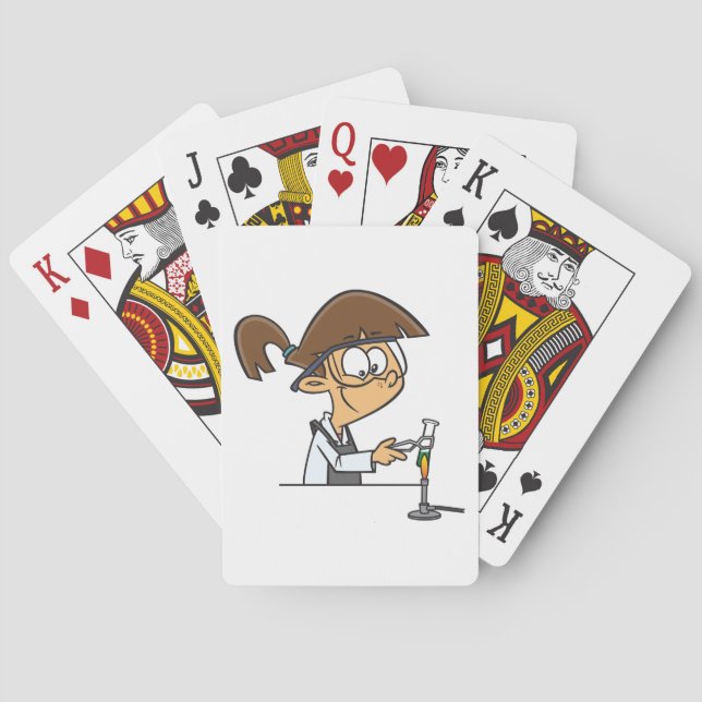 Jeu De Cartes Chimiste fille menant une expérience scientifique (dos)