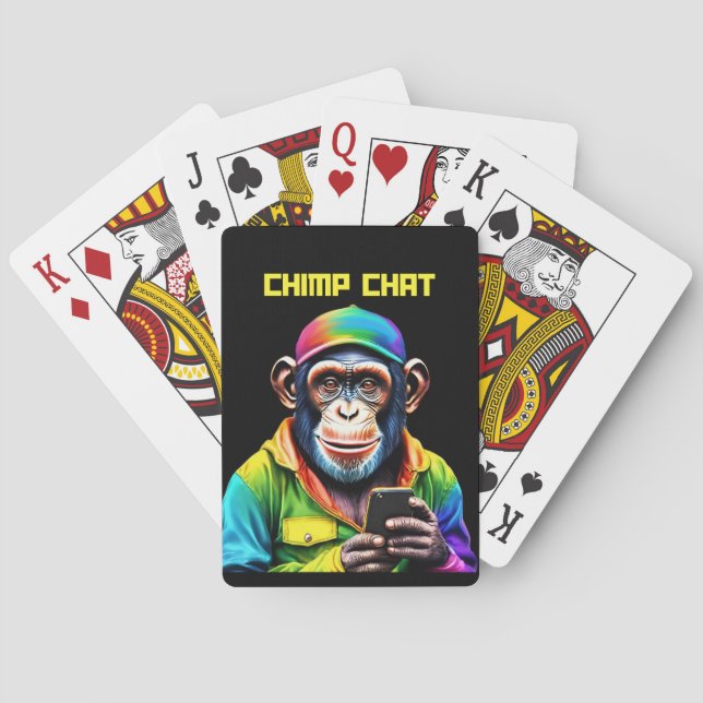 Jeu De Cartes Chimp Conversation-Chimpanzé avec téléphone (dos)