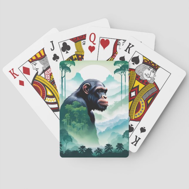 Jeu De Cartes Chimpanzé Animaux Forêt Forêt Jungle (dos)