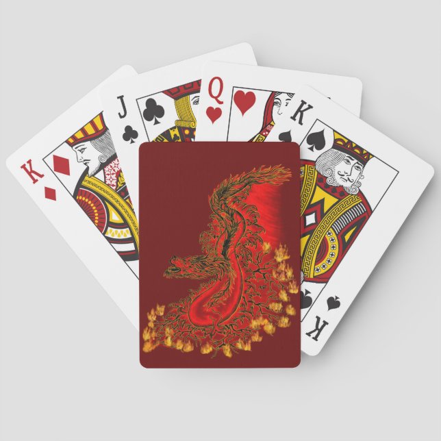 Jeu De Cartes Chine Dragon rouge et or design (dos)