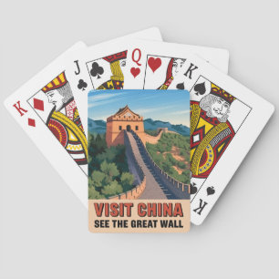 Jeu De Cartes Chine Vintage voyage Grande Muraille Paysage rétro