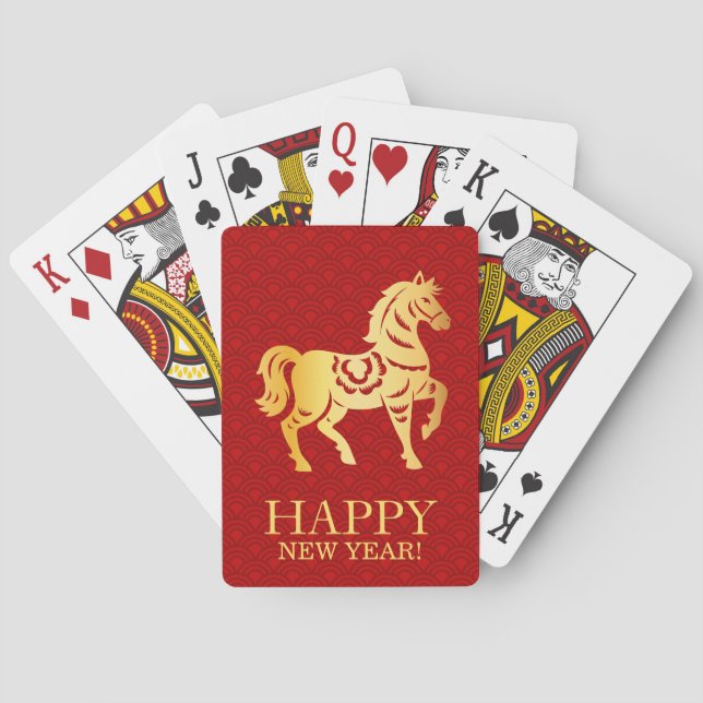 Jeu De Cartes Chinese Lunar New year of the Horse 2026 Red Gold (dos)