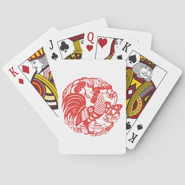 Jeu De Cartes Chinese Papercut Rooster Year 2017 P cards (dos)